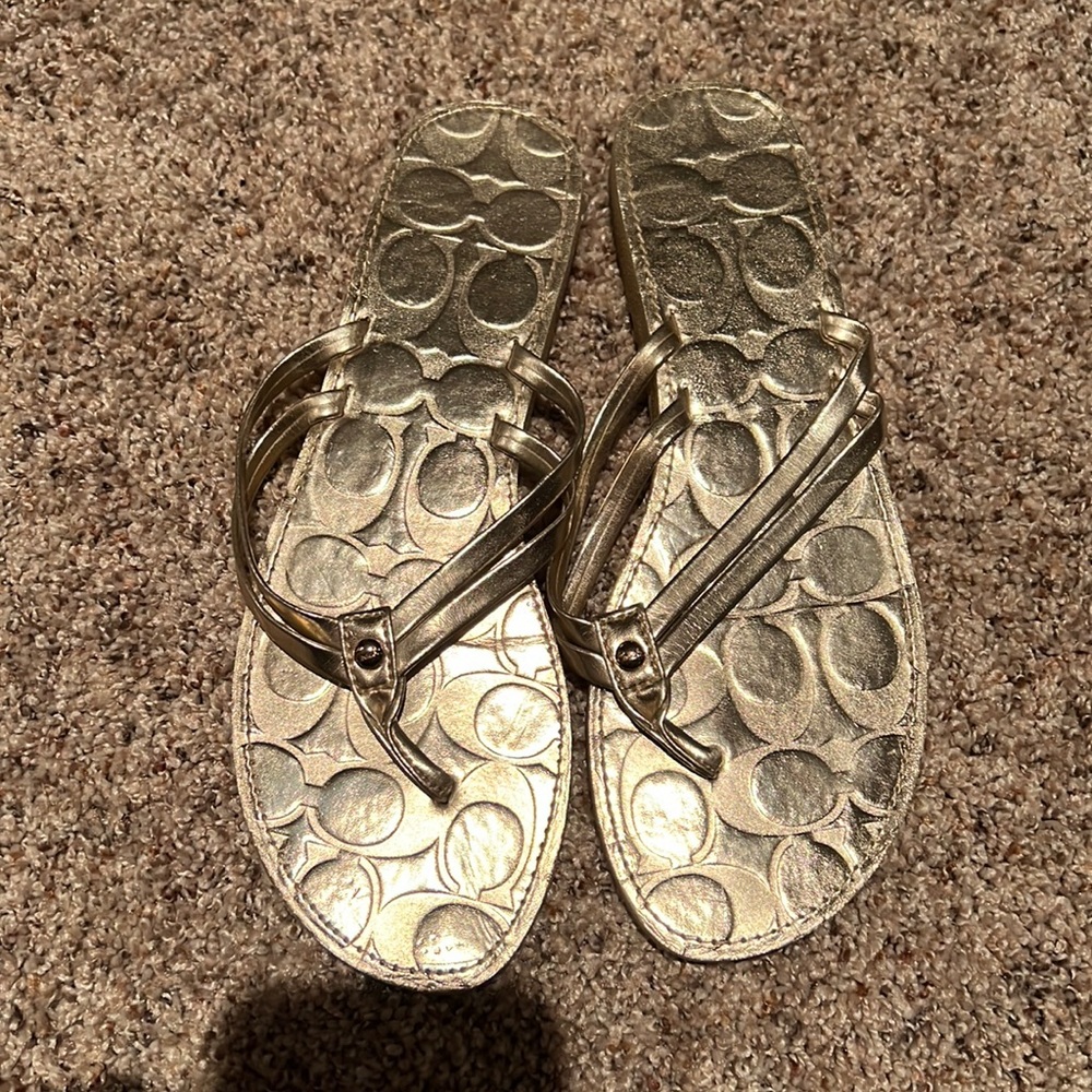 Gold Coach Flip Flops